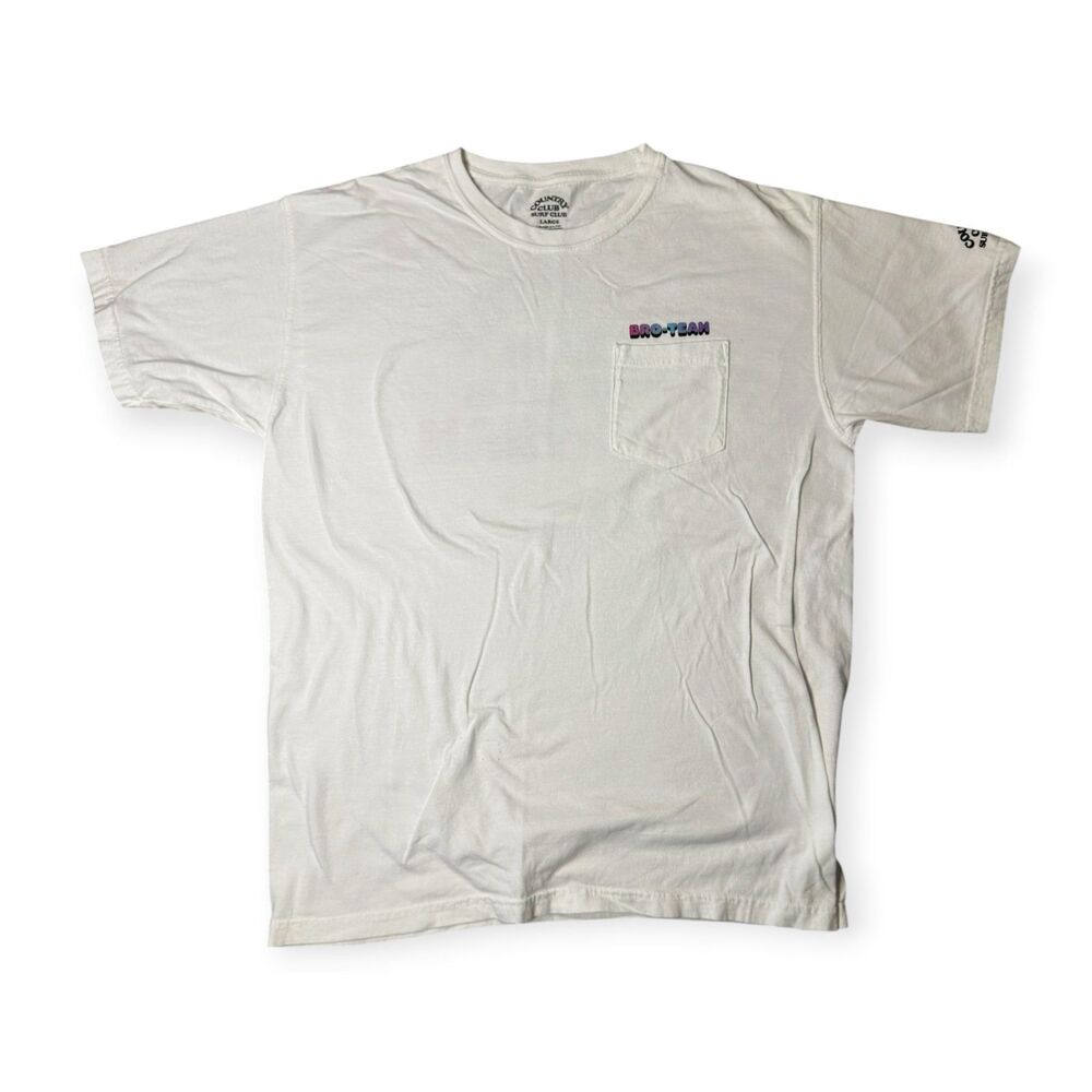 Country Club Surf Club T-Shirt Pocket White Tee Size Large Surfer Rare Bro Team